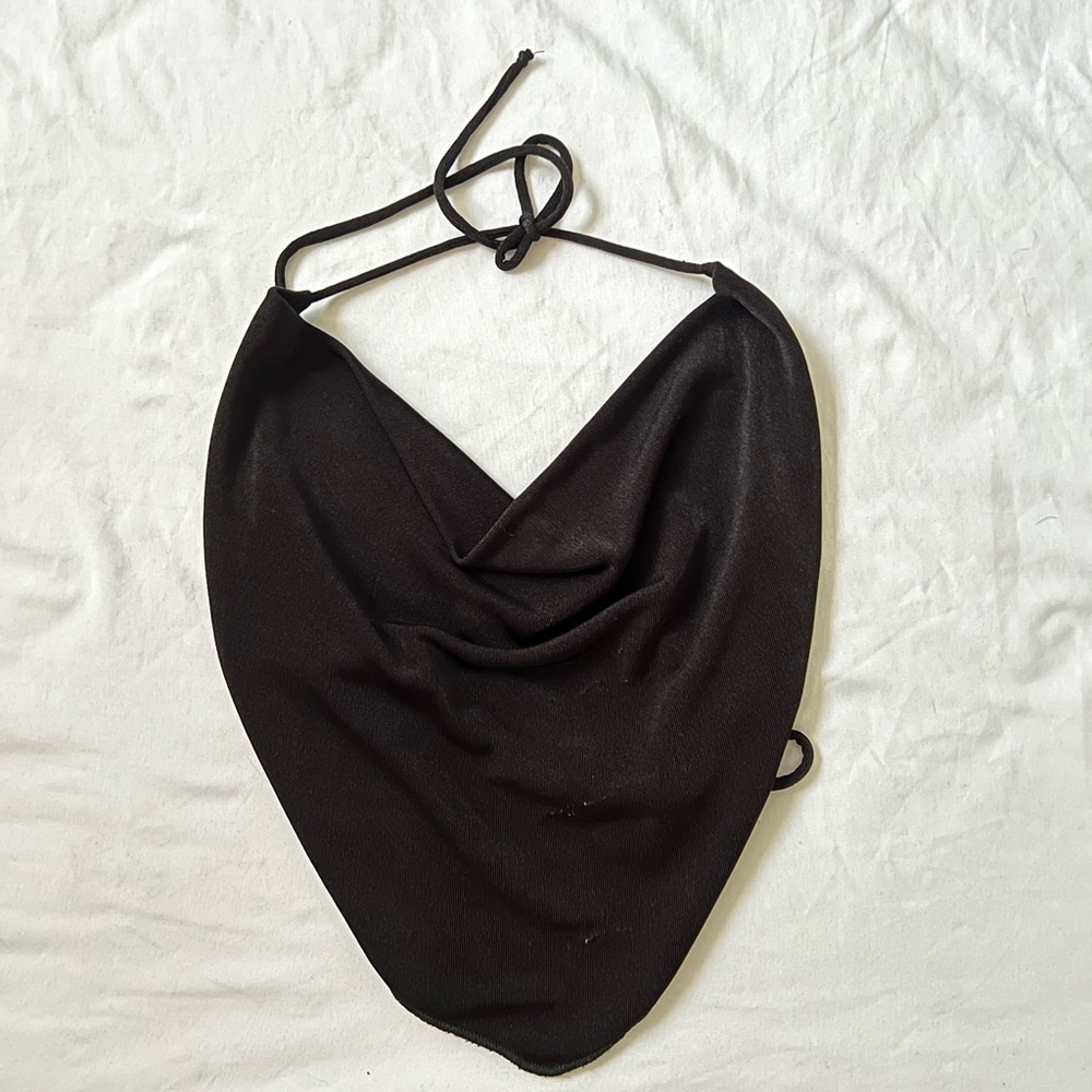 Womens Black Halter Handchief Top